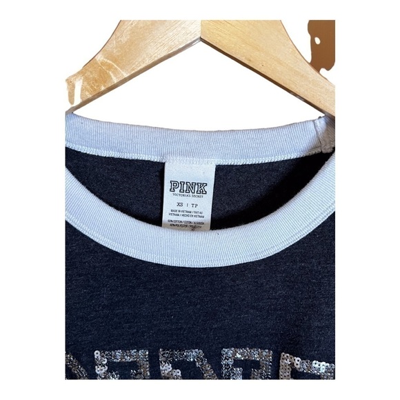 pink brand Juniors Logo Sequin Gray top, size X-Small - Picture 3 of 3